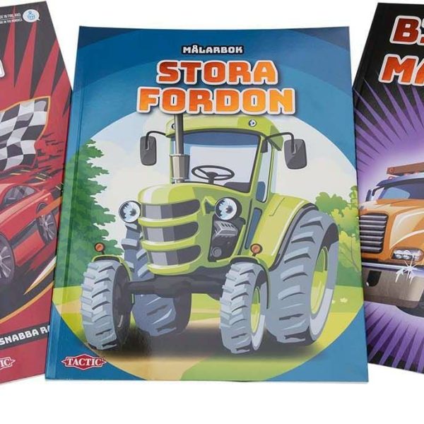 Tactic Målarböcker Fordon 3-pack|