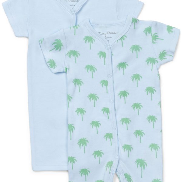 Tiny Treasure Summer Bodysuit 2-Pack|Blue/Palm 56