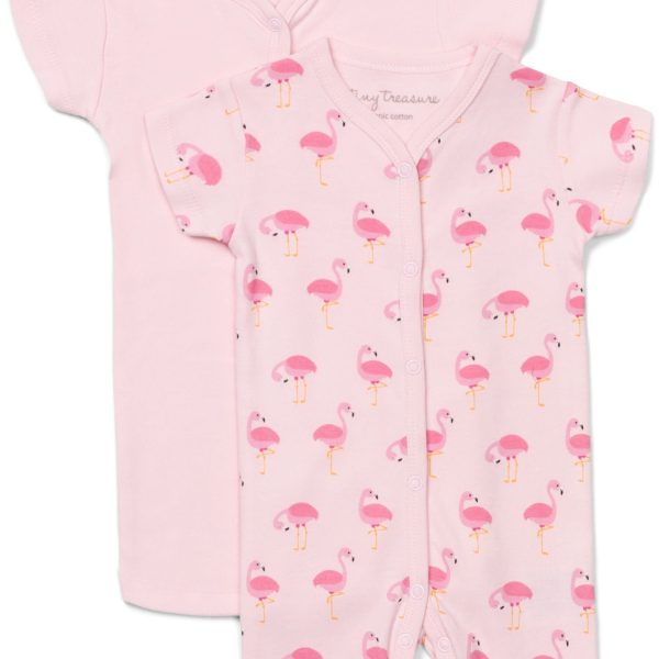 Tiny Treasure Summer Bodysuit 2-Pack|Pink/Flamingo 62