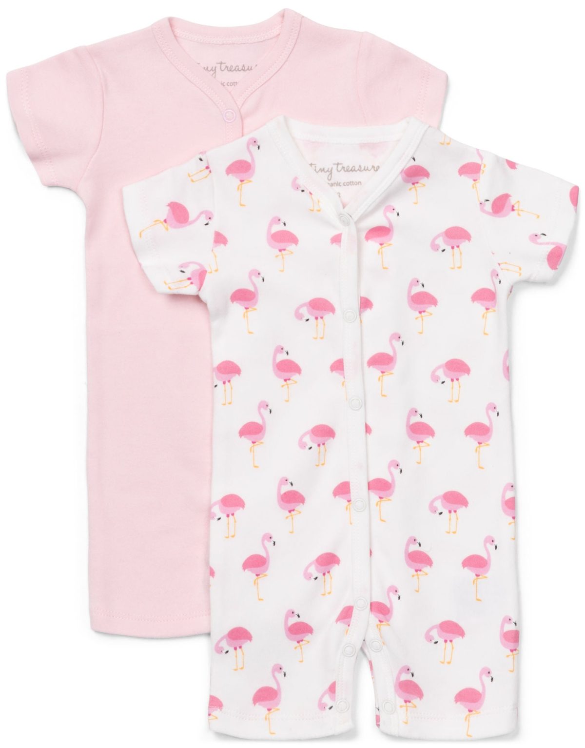 Tiny Treasure Summer Bodysuit 2-Pack|White/Flamingo 68