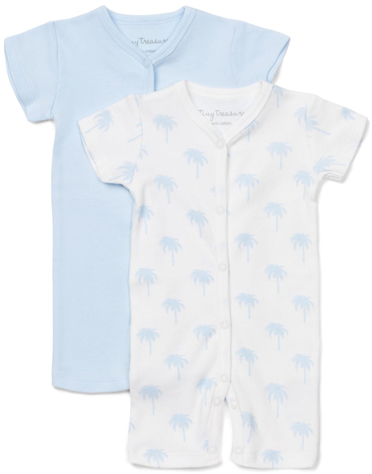 Tiny Treasure Summer Bodysuit 2-Pack|White/Palm 56