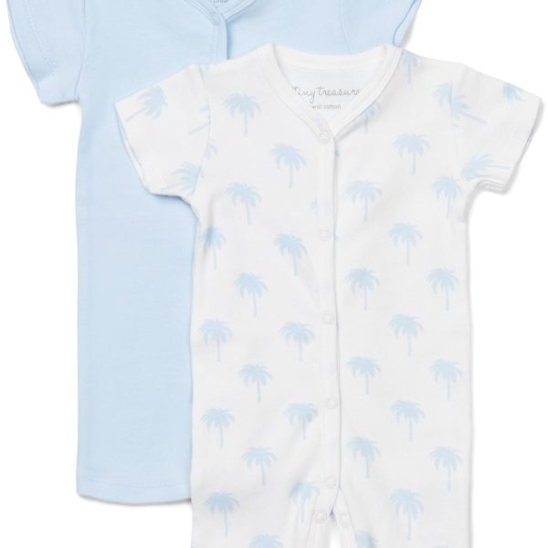 Tiny Treasure Summer Bodysuit 2-Pack|White/Palm 56