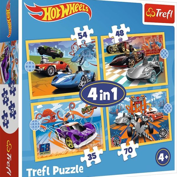 Trefl Hot Wheels Pussel 4-i-1|