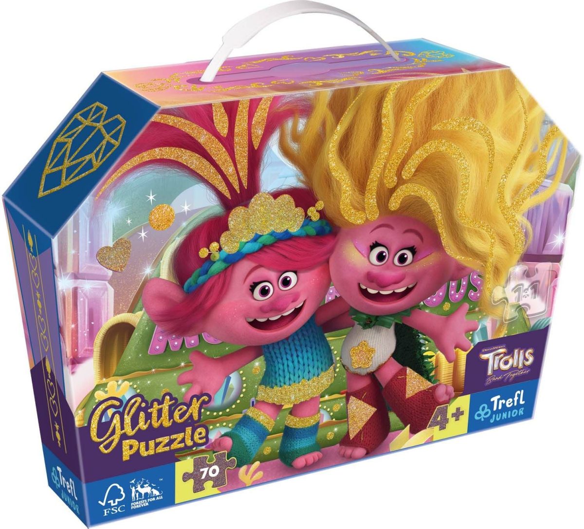 Trefl Junior Glitter Trolls Pussel 70 Bitar|