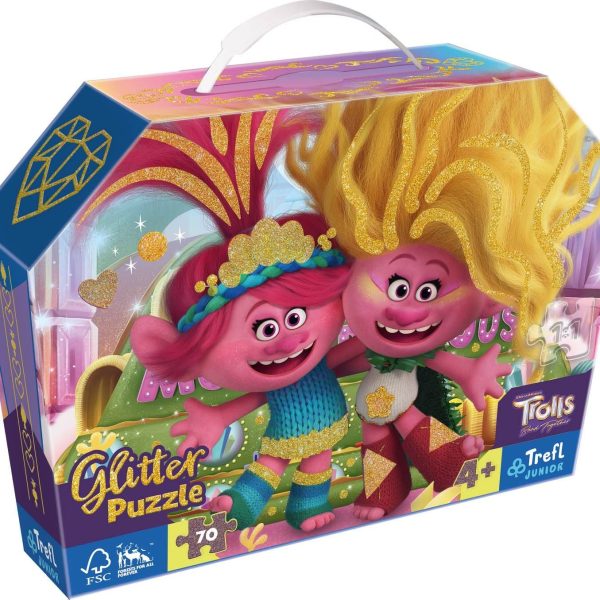 Trefl Junior Glitter Trolls Pussel 70 Bitar|