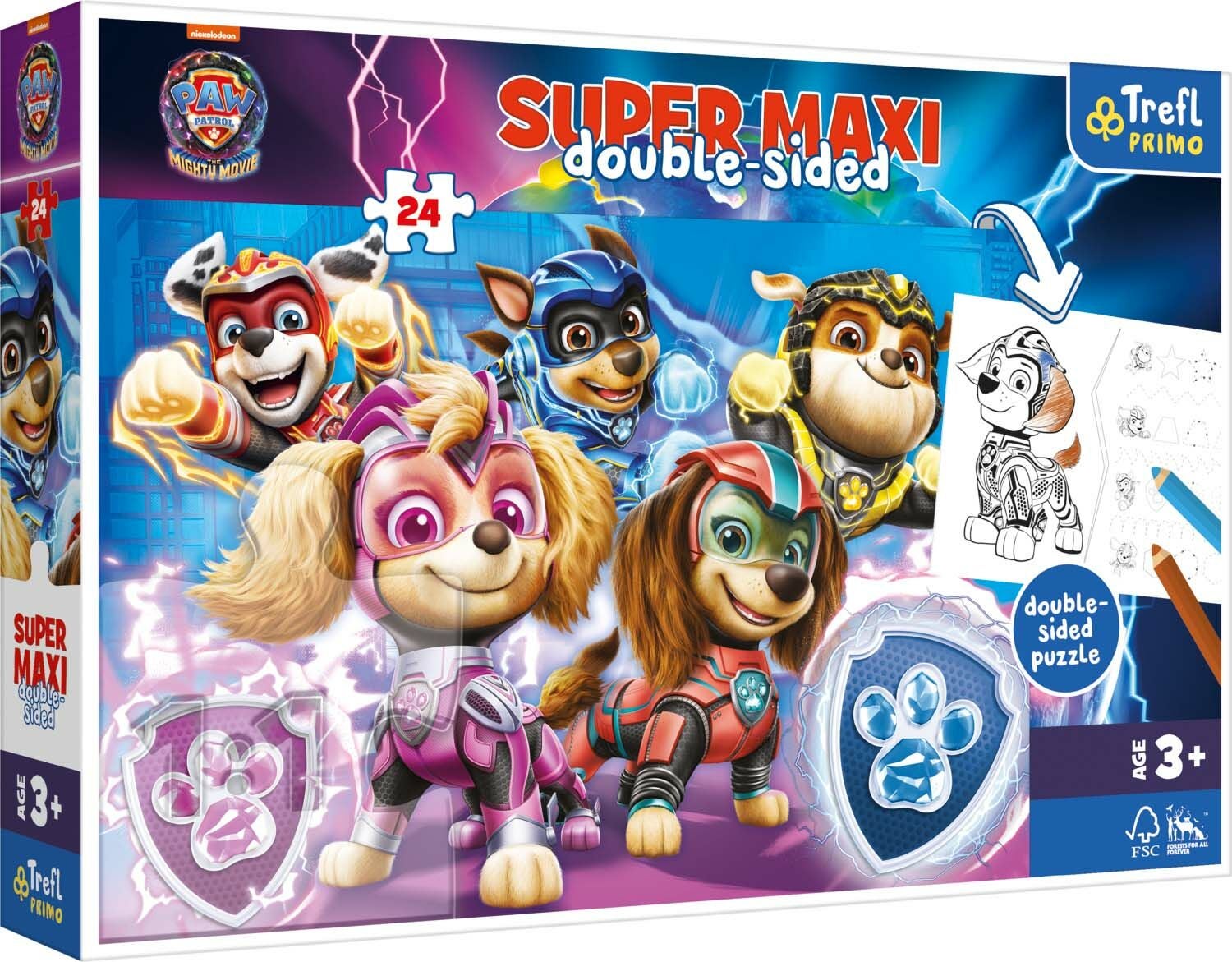 Trefl Primo Paw Patrol The Mighty Movie Super Maxi Pussel 24 Bitar|