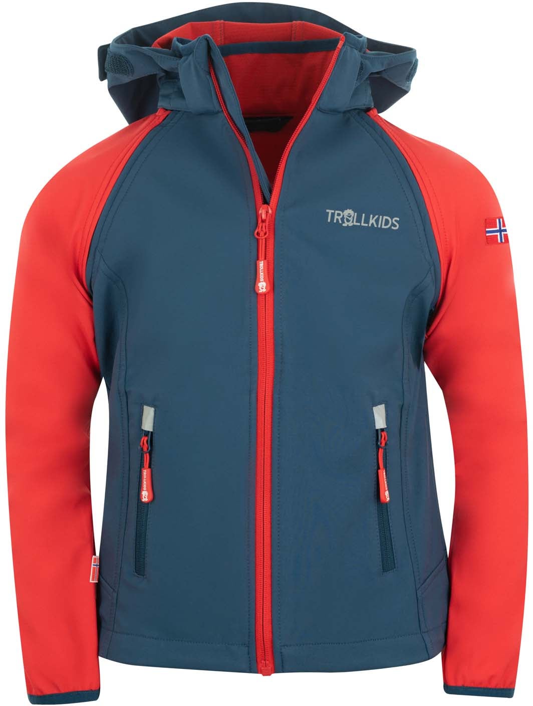 Trollkids Rondane Softshelljacka|Bright Red/Mystic Blue