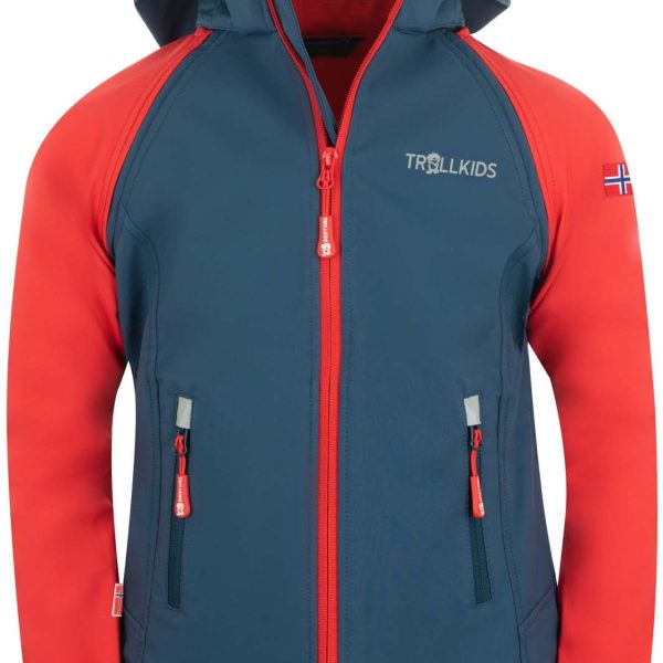 Trollkids Rondane Softshelljacka|Bright Red/Mystic Blue