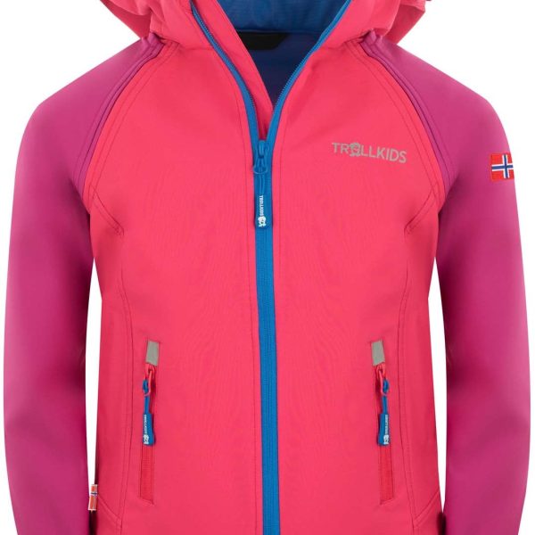 Trollkids Rondane Softshelljacka|Dark Pink/Light Pink/Blue