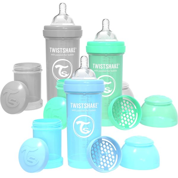 Twistshake  Anti-kolik Nappflaska 260 ml 3-pack|Blå/grå/grön